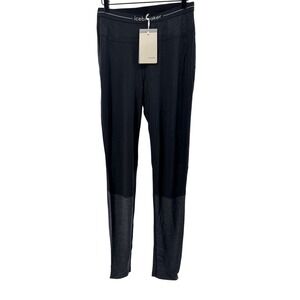 Icebreaker ZoneKnit 125 Thermal Leggings Women Large Black Wool Base Layer NEW